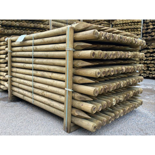Quality Machine Rounded Tree Stakes - 2.4m x 75mm