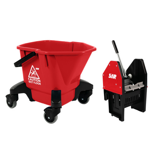 20L Ebony Mop Bucket With Wheels & Wringer - Green