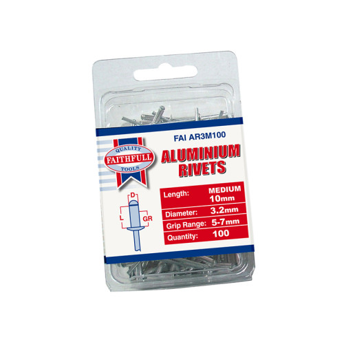 Aluminium Rivets 3.2 x 13mm Long Bulk Pack of 1000