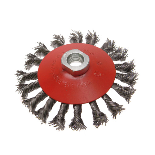 Conical Wire Brush 100mm M10x1.5 Bore, 0.50mm Wire