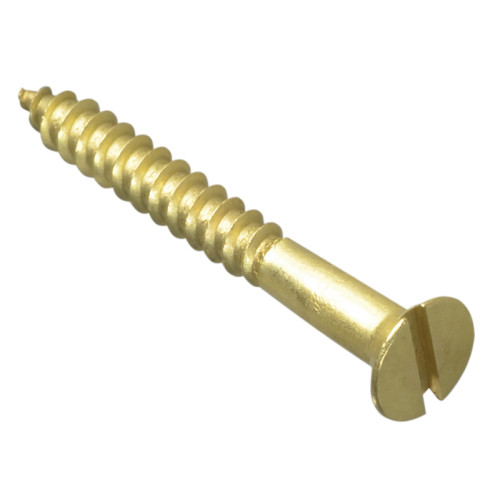 Wood Screw Slotted CSK Solid Brass 1/2in x 6 Box 200