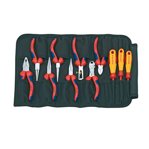Pliers & Screwdriver Set in Tool Roll, 11 Piece