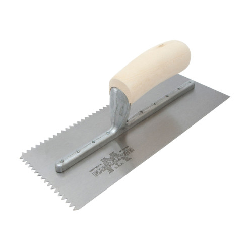 M701S Notched Trowel V 3/16in Wooden Handle 11 x 4.1/2in