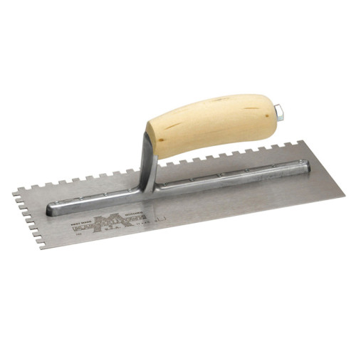 M702S Notched Trowel Square 1/4in Wooden Handle 11 x 4.1/2in