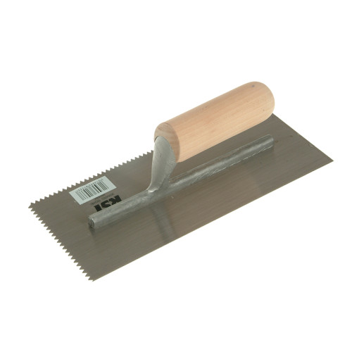 Notched Trowel 5mm V Notches Wooden Handle 11 x 4.1/2in