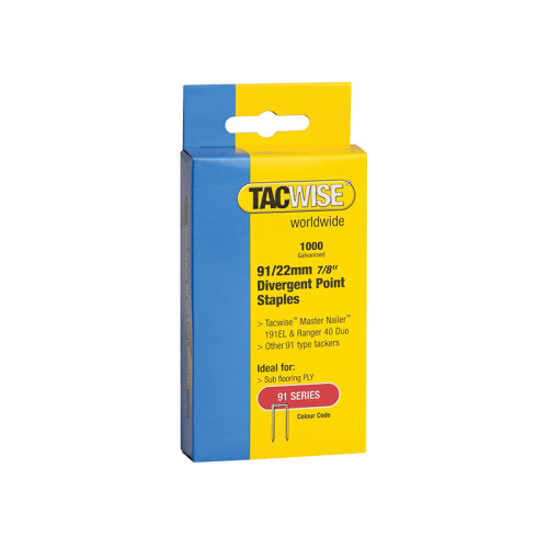 91 Narrow Crown Staples 25mm - Electric Tackers (Pack 1000)