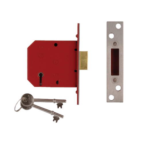 2101 5 Lever Mortice Deadlock Satin Chrome Finish 77.5mm 3in Box