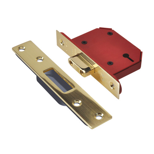 StrongBOLT 2103S 3 Lever Mortice Deadlock Polished Brass 68mm 2.5in Visi