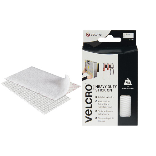 VELCRO® Brand Heavy-Duty Stick On Strips (2) 50 x 100mm Black