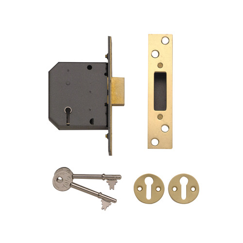 PM552 5 Lever Mortice Deadlock 67mm 2.5in Polished Brass